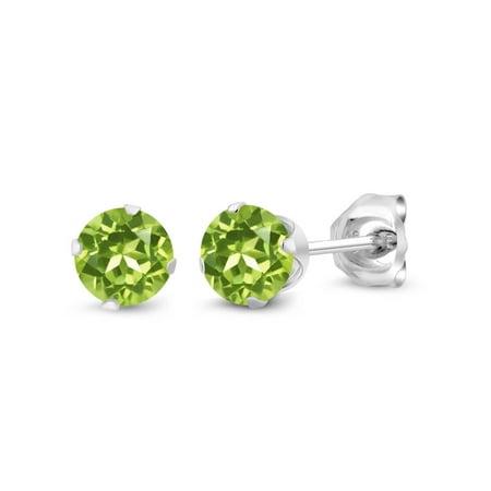 Avon Green Earrings - 0.60 Ct Round 4mm Green Peridot 925 Sterling Silver Stud Earrings
