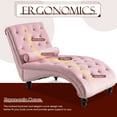 thumbnail image 6 of Muumblus Upholstered Chaise Lounge Indoor, Tufted Velvet Accent Chair with Wood Legs, Pink, 6 of 8