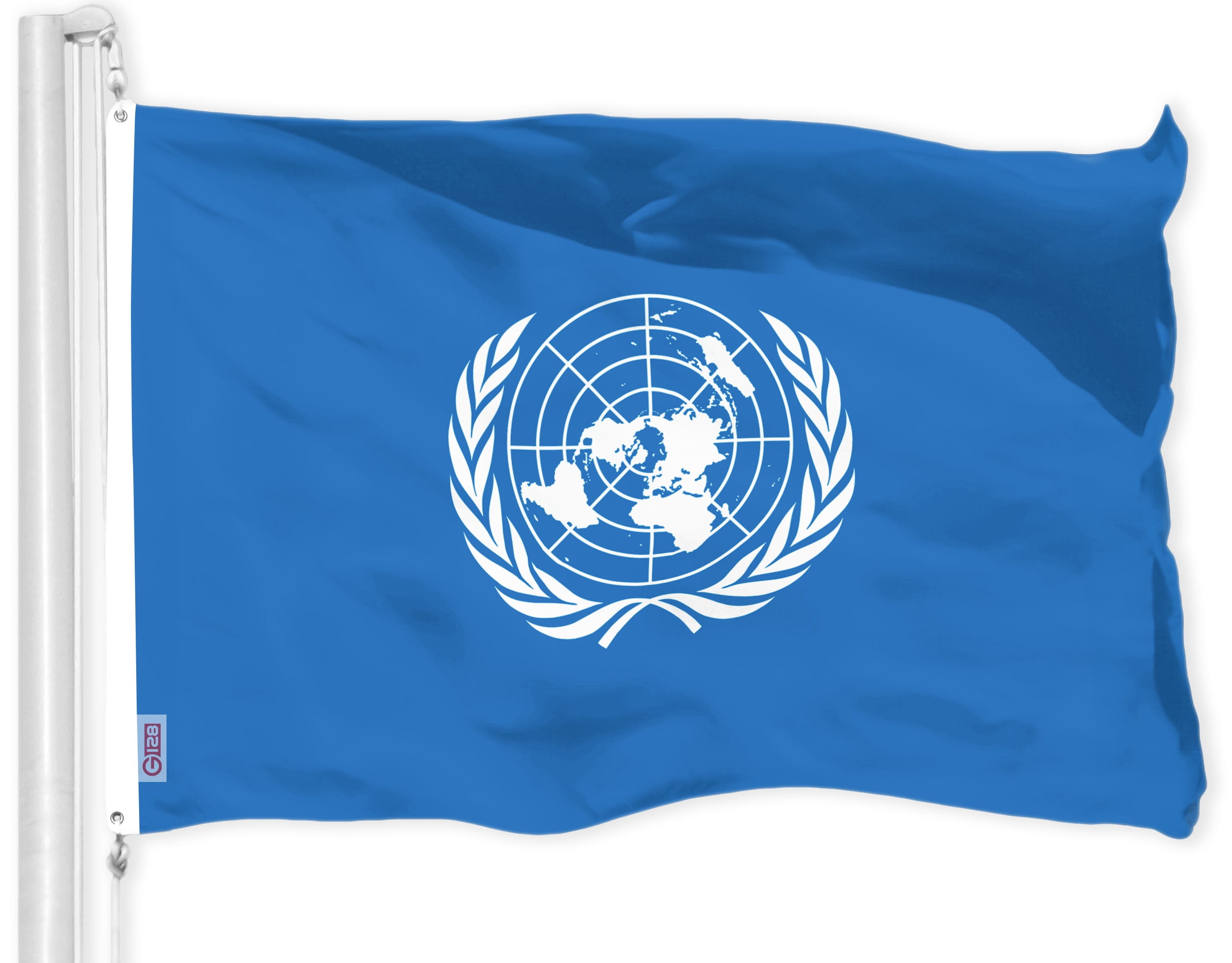 G128 Combo Pack: American USA Flag 3x5 Ft & United Nations Flag 3x5 Ft | Both LiteWeave Pro Series Printed 150D Polyester, Brass Grommets