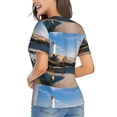 thumbnail image 3 of Vsdgher Lighthouse Women Shirts V Neck Short Sleeve Tops T-Shirt Basic Tees, S to 3XLX-Large, 3 of 5