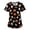 A001- Coffee, variant on Scrub Top Women Halloween Print V Neck Short Sleeve Work Top for Casual Everyday Wear
