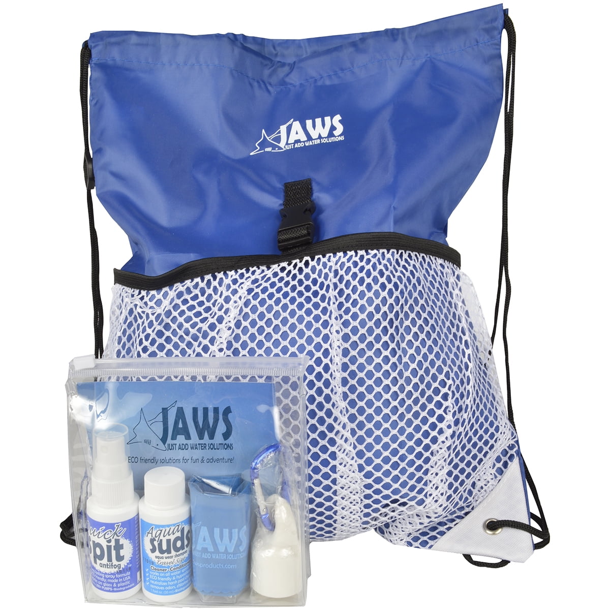 JAWS QuickPACK Drawstring Organizing Backpack with SwimPack Aquatic Care Kit 