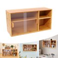 thumbnail image 4 of Kitchen Pantry Cabinet, Wall Mounted Bamboo Pantry Sideboard Wood Small 2-Tier Countertop Storage Cabinet with Sliding Glass Door Food & Utensils Cupboard for Dining Room, Home, 4 of 11