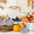 thumbnail image 7 of Taotanxi Small Velvet Pumpkins Fake Mini Pumpkin Faux Harvest Fabric Foam Pumpkin Thanksgiving Halloween Decor for Fall Decor Table Centerpiece Wedding Farmhouse Decoration(1 Pcs,Gray), 7 of 7
