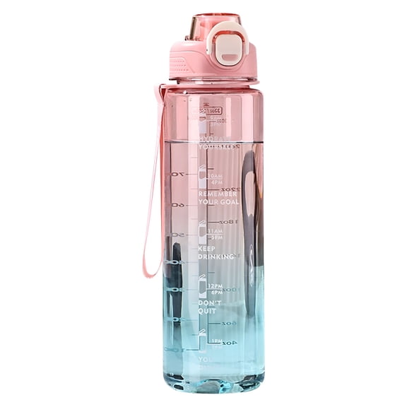 ACDANC 1000ml Clear Water Bottle With Straw, BPA-Free Sports Bottle, Dishwasher Safe, Leak-Proof, Motivational Water Bottle With Markings For School, Sports