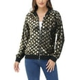 thumbnail image 1 of Womens Long Sleeve Sequin Front Zip Jacket Long Sleeve Ribbed Cuffs Outerwear Tops, 1 of 5