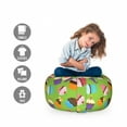 thumbnail image 2 of Birthday Party Storage Toy Bag Chair, Illustration of Creamy Cupcakes with Sprinkles and Candles, Stuffed Animal Organizer Washable Bag, Large Size, Lime Green Multicolor, by Ambesonne, 2 of 3