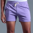 thumbnail image 1 of pstuiky Hombres bajos, Pantalones cortos deportivos de algodón liso de tres puntos con cintura media y cordones para hombre Pantalones cortos deportivos para hombre, 1 of 8