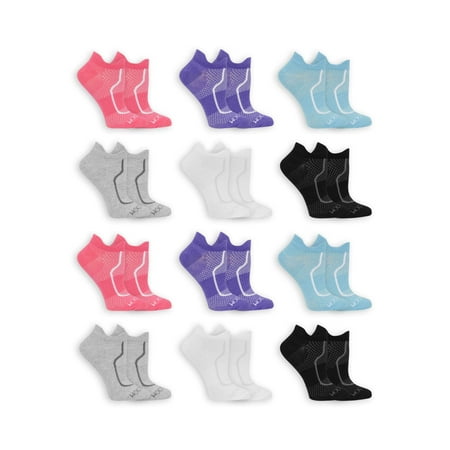 Knit Fruit - Fruit of the Loom Women's Coolzone Flat Knit No Show Double Tab Socks 12 Pack