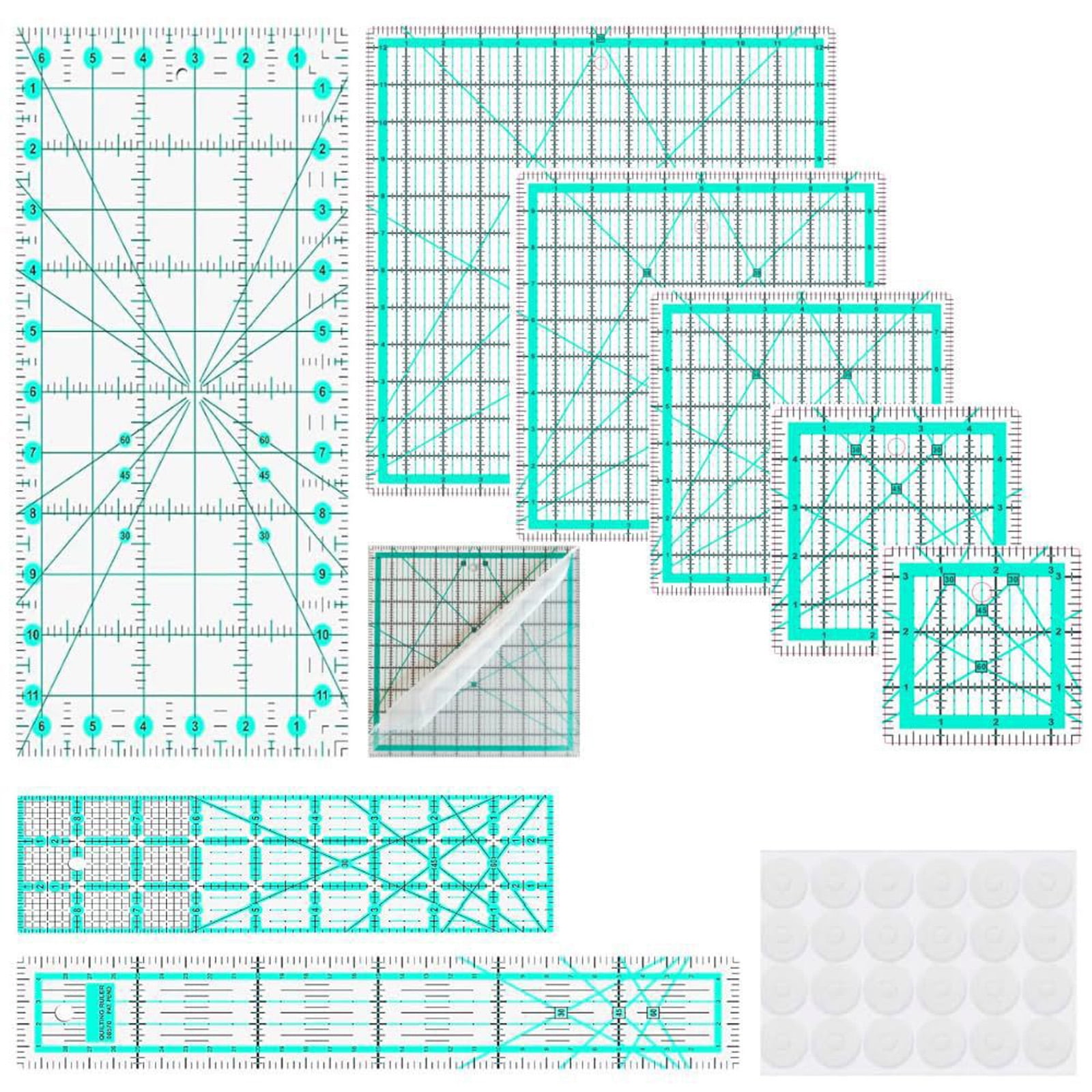 6Pcs Clear Acrylic Sewing Ruler Quilting Patchwork Templates Ruler for Fabric Cutting Sewing Measuring Dressmaking Craft
