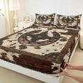 thumbnail image 3 of Manfei Cow Hide Print Twin Sheet Sets,Retro Western Horseshoe Twin Fitted Sheet,Rustic Farmhouse Cabin Flat Sheet For Adults,Microfiber Bedroom Decor,3 Pieces, 3 of 7