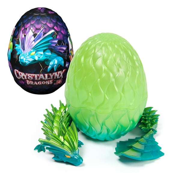 CrystaLynx Dragons, 12.5-inch Articulated Dragon Figure & Display Egg (Styles Vary)
