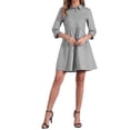 thumbnail image 2 of Vestido de camisa para mujer INSPIRE CHIC de manga 3/4 con botones, vestido mini gris XL, 2 of 5