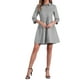 thumbnail image 2 of Vestido de camisa para mujer INSPIRE CHIC de manga 3/4 con botones, vestido mini gris XL, 2 of 5