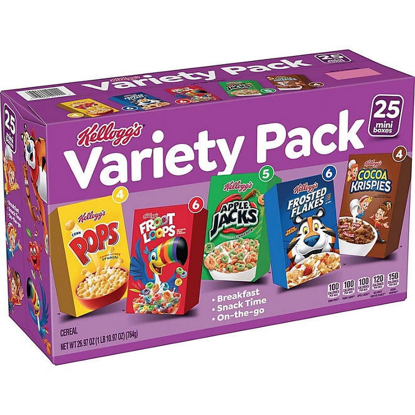 Kellogg’s Mini Cereal Box Assortment – 26.97 oz, 25-Count with Family Favorites in One Pack