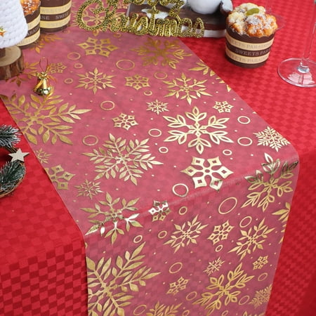 

Christmas Gold Table Runner Glitter Gold Thin Mesh Table Runner 11 Inch x 49 Feet Bronzing Tableclot