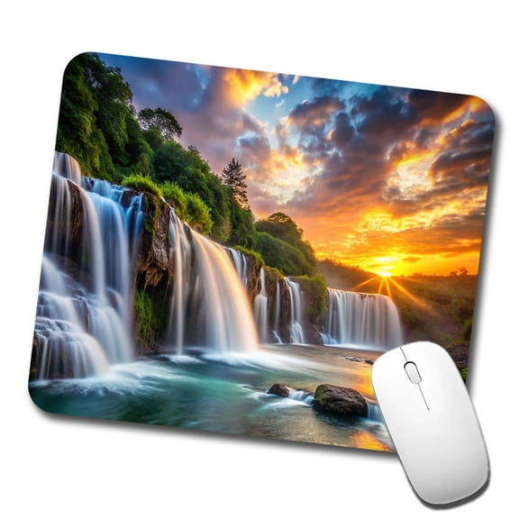 Waterfalls At Sunset Mouse Pad Low Profile Gaming Mat