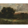 thumbnail image 2 of Edward Mitchell Bannister 18x15 Black Ornate Wood Framed Double Matted Museum Art Print Titled - Untitled (Landscape with Meadow and Trees), 2 of 5
