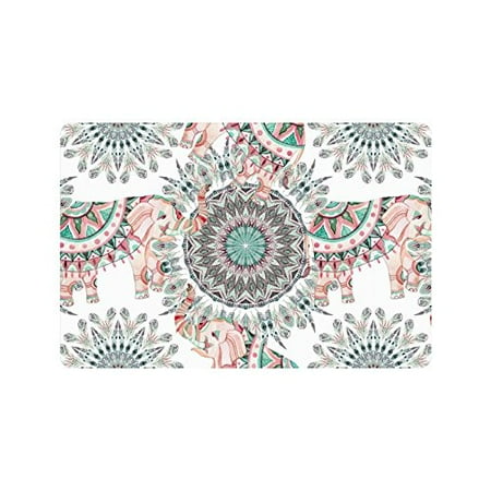 4x5 Mat - MKHERT Tribal Aztec Elephant and Feather Mandala Doormat Rug Home Decor Floor Mat Bath Mat 23.6x15.7 inch