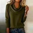 thumbnail image 7 of AINIYS Women's Cowl Neck Rib-Knit Sweater Elegant Cozy Layering Daily Office Wear Blouse Army Green L, 7 of 7