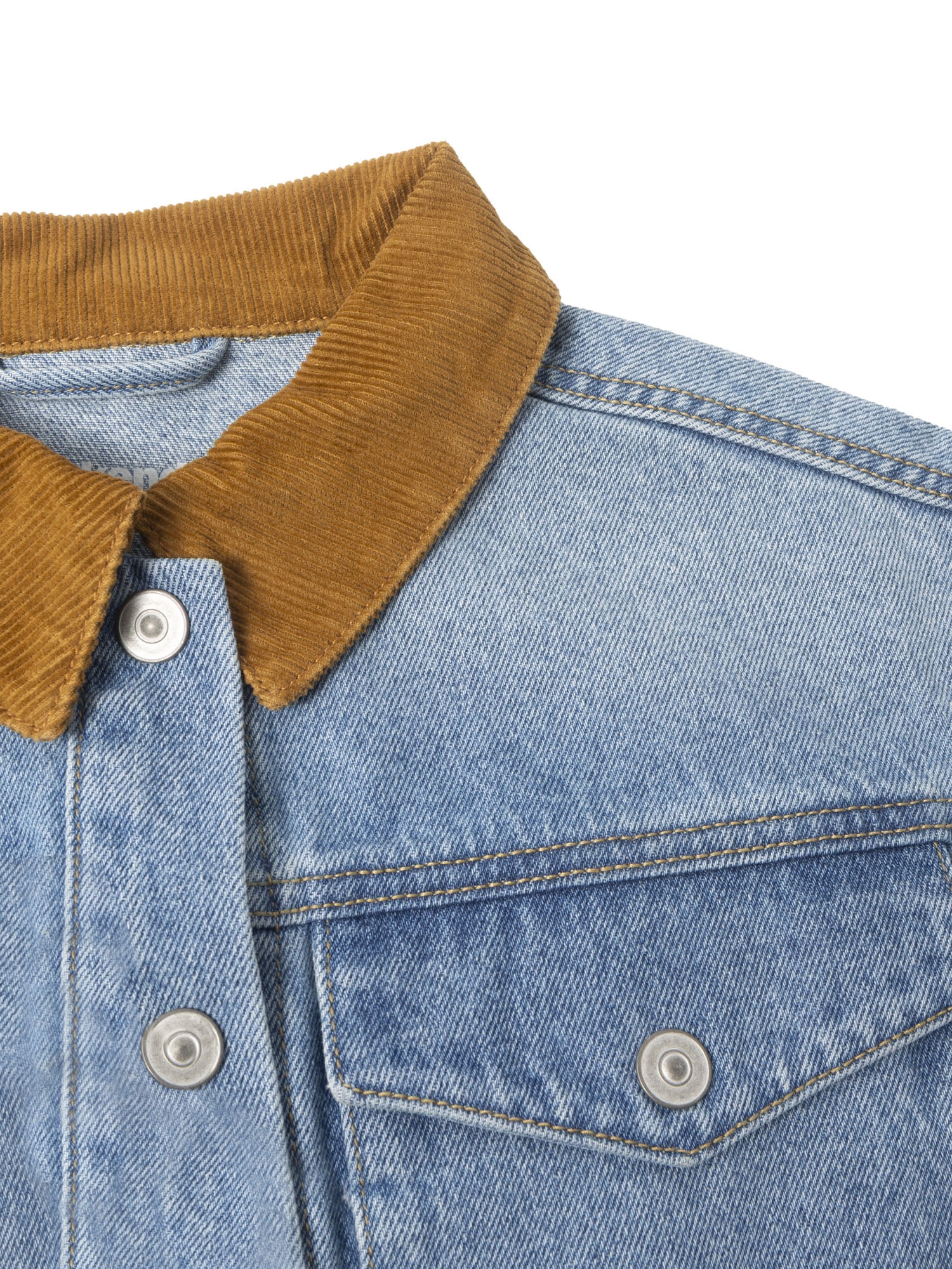 Weekend Academy Girls Denim Workwear Jacket with Corduroy Collar, Sizes 4-18