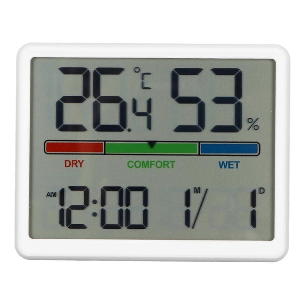 LED Desk Clock with with Temperature and Humidity Display 240mAh 12/24H Digital Alarm Clock with Snooze Function