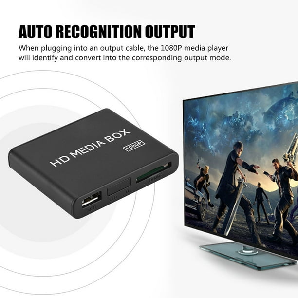 Reproductor multimedia estéreo envolvente con salida AV/YPrPb/HDMI de 1080P y reproductor multimedia HDMI (enchufe estadounidense)
