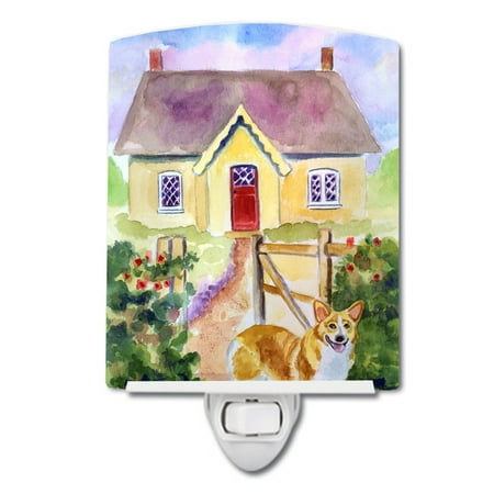 

Caroline s Treasures 7367CNL Pembroke Corgi Cottage Visit Ceramic Night Light 6x4x3 multicolor