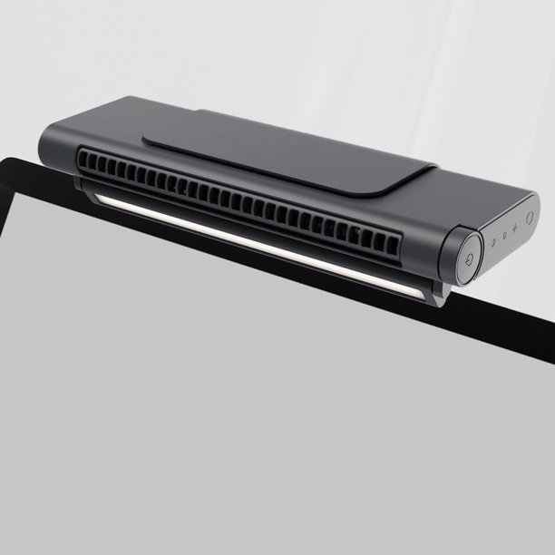 Clip en el ventilador de computadora Pantalla de computadora Ventilador portátil Versátil Espacio personal Guardar ajustable con lámpara para la Negro