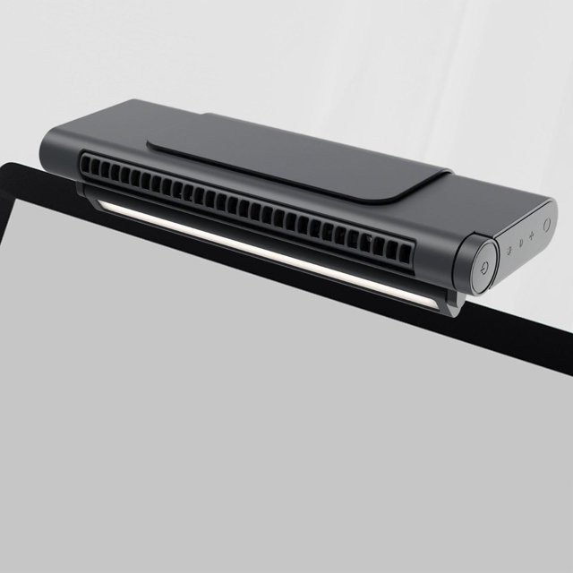 Clip en el ventilador de computadora Pantalla de computadora Ventilador portátil Versátil Espacio personal Guardar ajustable con lámpara para la Negro