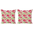 thumbnail image 1 of Ambesonne Poppy Flower Throw Pillow Cover 2 Pack, Leaves Petals Romance, 18", Green Pink Cream, 1 of 2