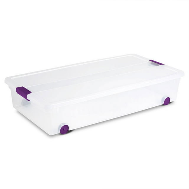 Sterilite Bac de Rangement à Loquet ClearView de 60 Pintes Empilable avec Couvercle, Lot de 12