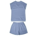 thumbnail image 3 of Women's V-Neck Short Sleeve Top and Shorts Set Casual Summer Outfit Soft Comfortable Wear Stylish Two Piece Suit for Daily, 3 of 8