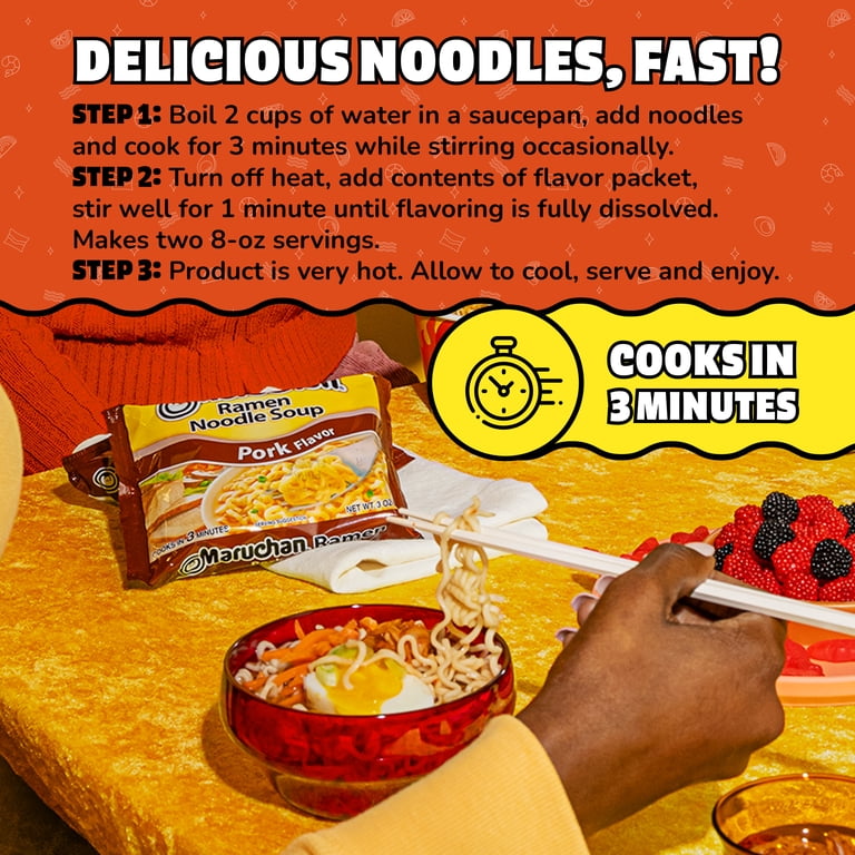 Maruchan Instant Ramen Noodle Pork Flavor Soup, Single 3 oz Shelf