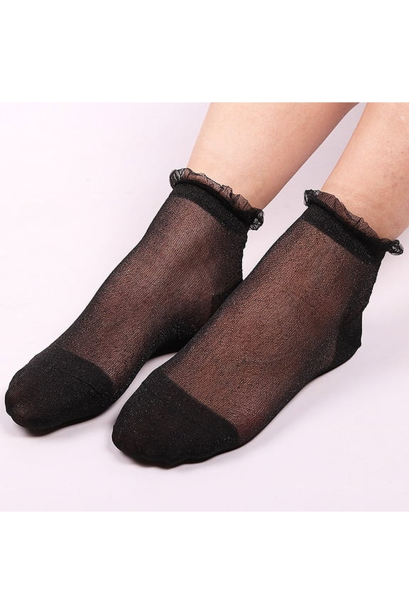No Show Socks,Dress Socks Summer Women Ladies Sheer Silky Glitter Transparent Short Stockings Ankle Socks Flat Socks,, F