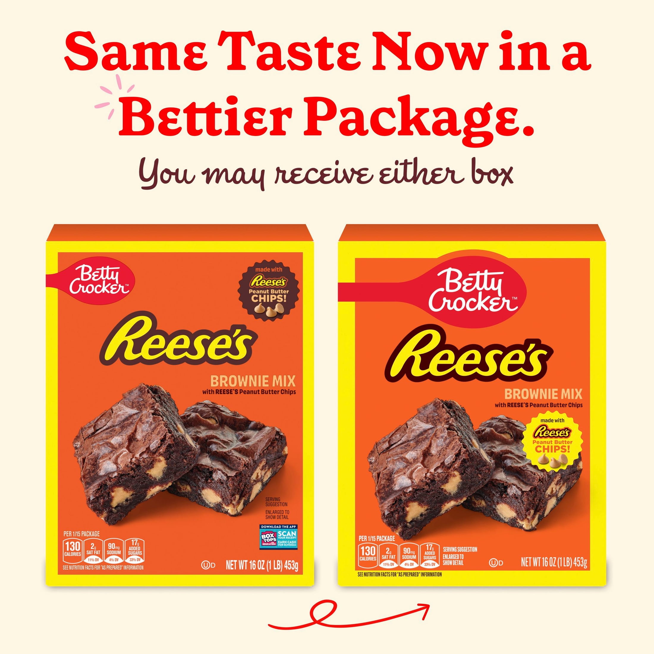 (4 pack) Betty Crocker REESE's Brownie Mix With REESE's Peanut Butter Chips, 16 oz