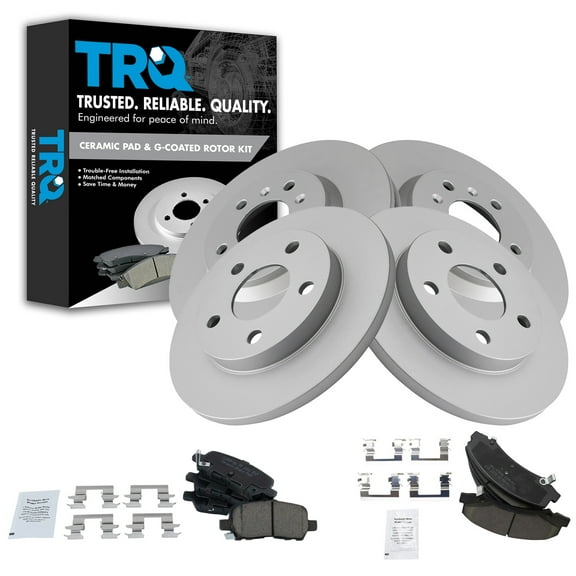TRQ Front and Rear Brake Pad & Rotor Kit Brake Pads Brake Rotor Ceramic Premium G-Coated Fits Select 2011-2013 Chevrolet Impala 2014-2016 Impala Limited