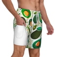 thumbnail image 3 of Picia Green Avocado pattern Mens Swim Trunks with Compression Liner Stretch Beach Shorts Quick Dry with Zipper Pockets No-Chafing Board Shorts-Medium, 3 of 9