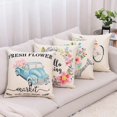thumbnail image 6 of Set of 4 Decorative Hello Spring 20 x 20 Inches Throw Pillow Covers - Bicycle Car Linen Square Pillow Cushion Case for Sofa Couch Bed Home Outdoor Car (20" x 20", Spring/Flower), 6 of 6