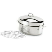All-Clad E7879664 Stainless Steel Dishwasher Safe Oven Safe Covered Oval Roaster Cookware 20-lbs Silver