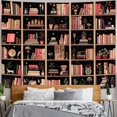 thumbnail image 5 of Modern Bookshelf Tapestry Black Pink Orange Stylish Minimalist Book Shelf Tapestries Wall Hanging Art Dark Academics Library Book Tapestry for Bedroom Living Room Dorm 90 x 60 inch, 5 of 6