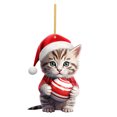 thumbnail image 2 of Tea Cup Cat Christmas Ornament Acrylic Hanging Pendant Holiday Tree Festive Party Keychain Car Interior Decoration, 2 of 7