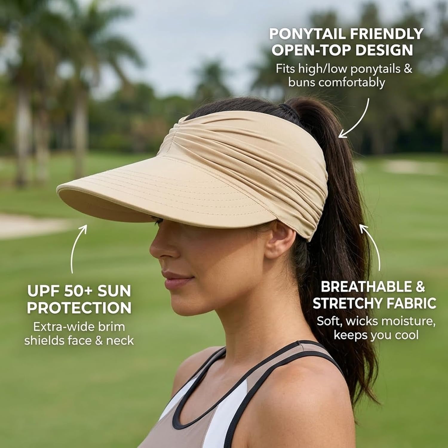 Exclaimyell Women's Sun Visor Hat with UPF 50+ Protection and Wide Brim