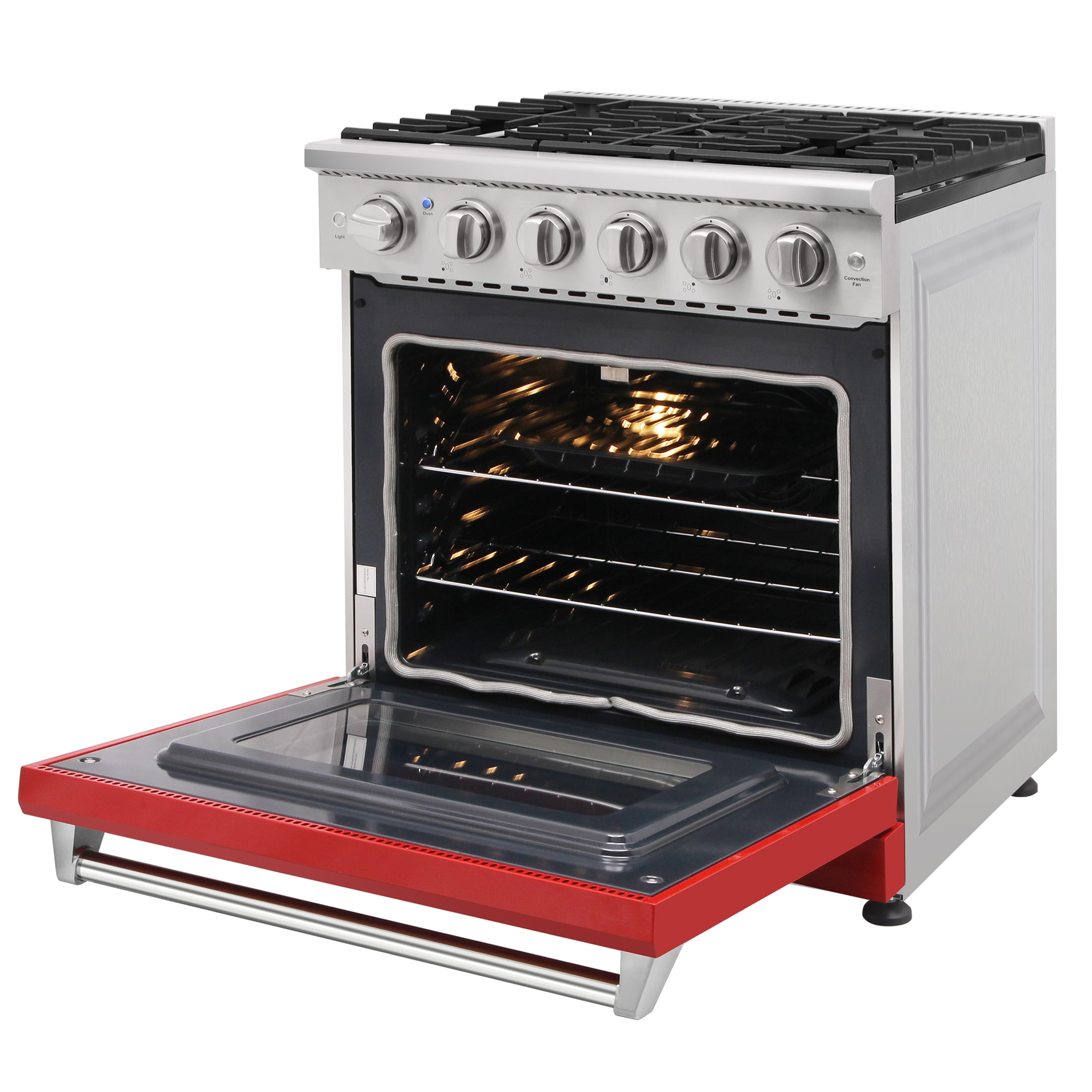 KOSTCH 30-in 5 Burners 4.55 Cu. Ft Convection Oven 110V Freestanding Liquid Propane Gas Range ( Red )