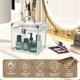 thumbnail image 2 of Crown Box Portable Cosmetics & Toiletry Organizer Box 8x6.7x7.5inch Clear Crown Box Train Case with Latches & Handle Travel Makeup Tools Storage Organizer Makeup Tools Box Bathroom Accessories Case, 2 of 10