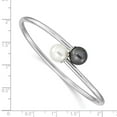 thumbnail image 5 of Sterling Silver Rhodium-plated 10-11mm White Black Imitation Shell Pearl Bangle Bracelet, 5 of 5