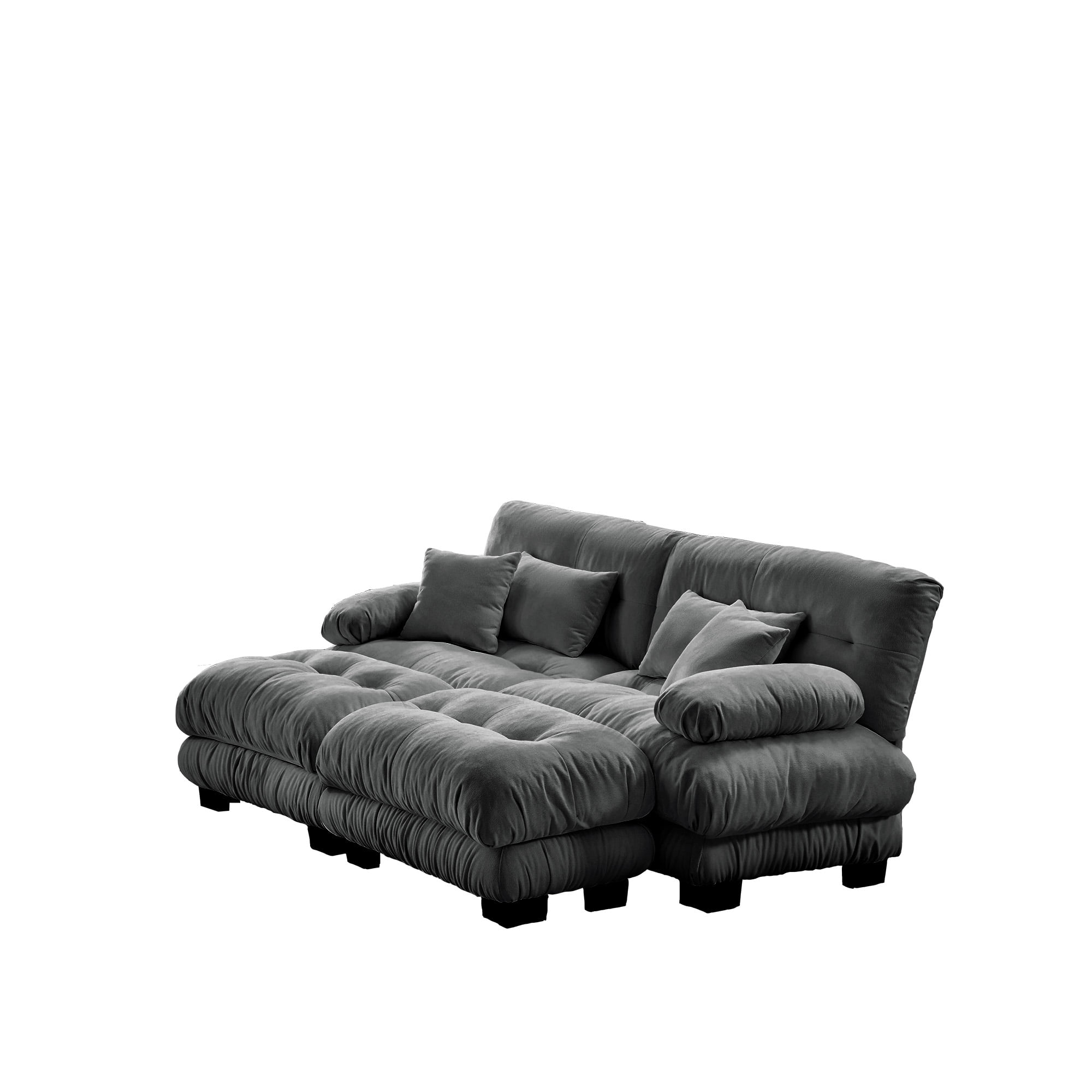 Gewnee Gray Chenille 3-Seater Sectional Sofa Modular Deep Seat Sofa Couch , Soft Comfy Upholstered Furniture for Living Room