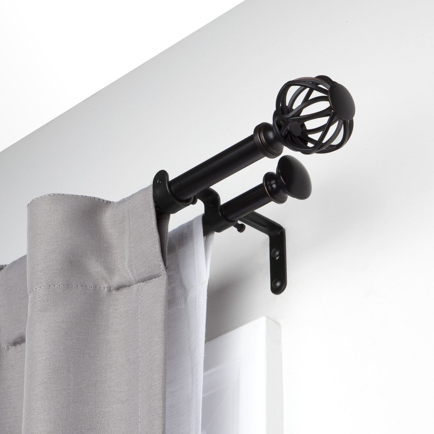 hometrends Lattice 3/4" Double Black Drapery 42-120" Rod Set