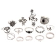 thumbnail image 1 of 1 set 14pcs bohemia retro anillos dedo aleación de la vendimia anillos de dedo (plata), 1 of 6