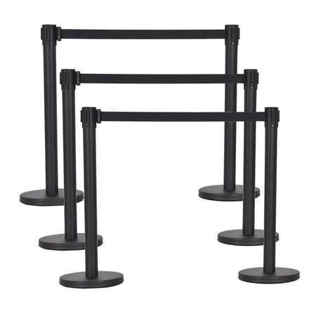 Beltrac 3000 Retractable Belt Stanchion - Costway 6Pcs Black Stanchion Posts Queue Pole Retractable Belt Crowd Control Barrier